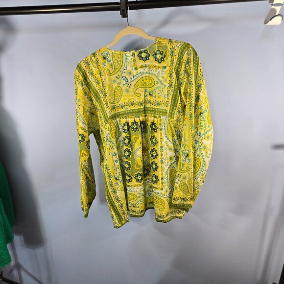 Bila Tunic Women's Size L Green Floral Paisley Bohemian Peasant Style (P-2) - Picture 8 of 9